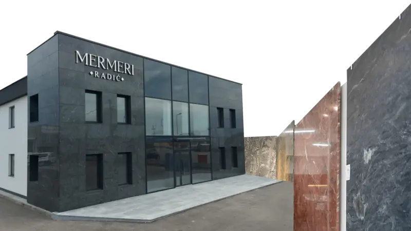 Mermeri Radić – izložbeni salon u Loznici i izložene kamene ploče