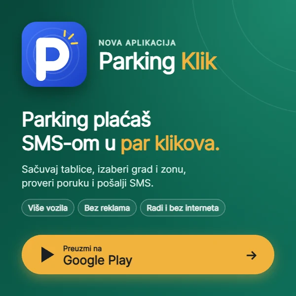 Parking Klik – plaćanje parkinga SMS-om, preuzmite na Google Play